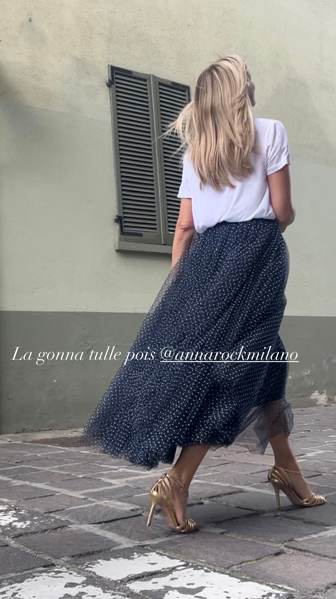 Gonnellone tulle blu con pois - ANNA ROCK